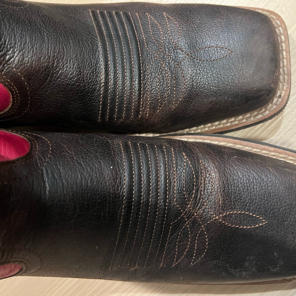Ariat Pink and Brown Western Boots - Picture 3 of 8